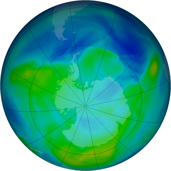 Antarctic ozone map for 05 May 2006